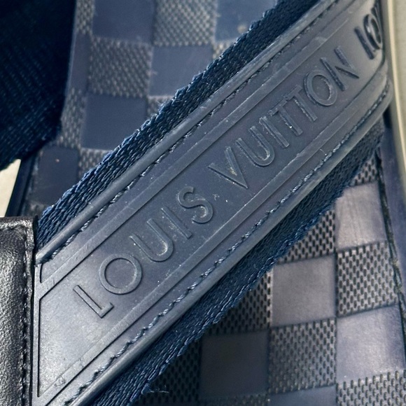 Louis Vuitton Blue Damier Rubber Leather Thong Key Flip Flop Sandals - Picture 5 of 10